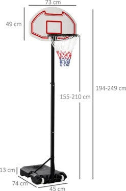 Merkloos Basketbal Korf Op Paal 205/250cm Hoog Basketbalpaal -Merkloos Verkoop 793x1200
