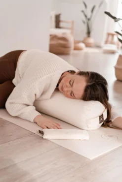 Yoga Bolster Eco Naturel Rond - Lotus -Merkloos Verkoop 801x1200 2