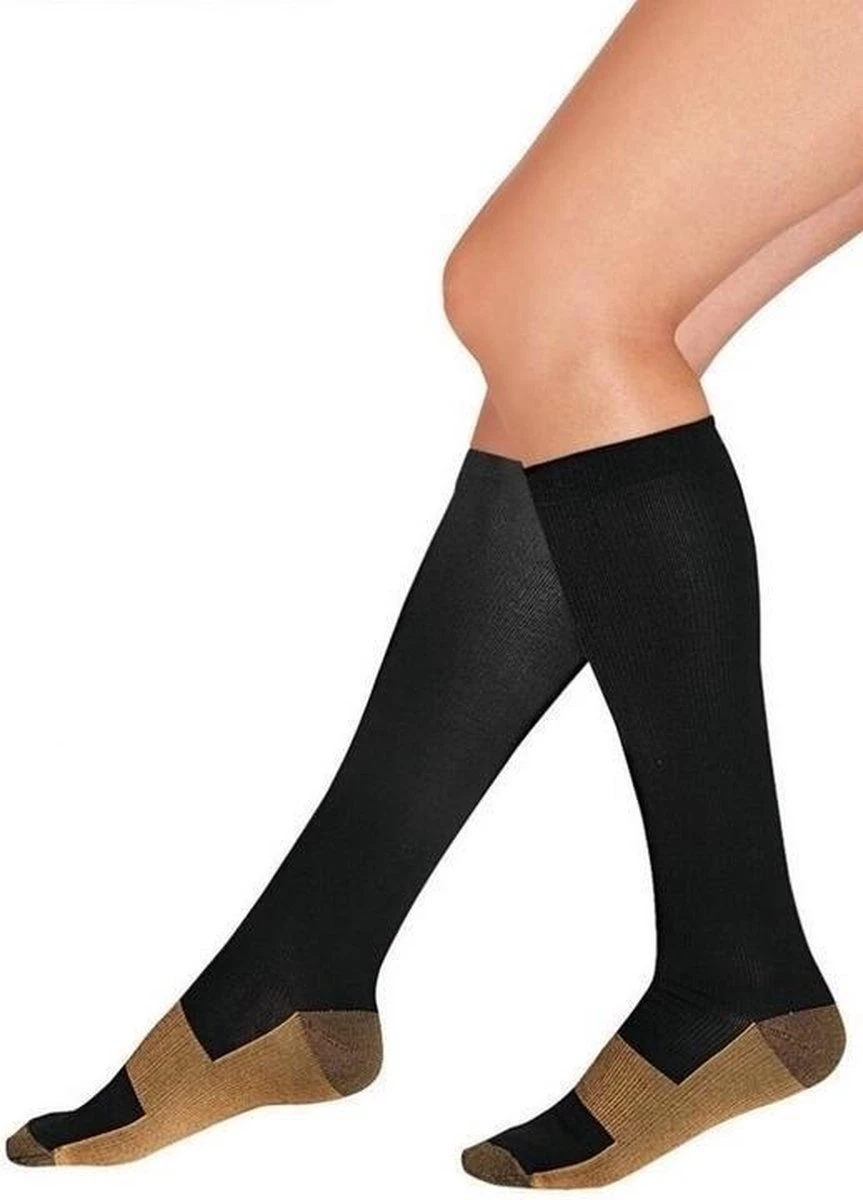 MYVCARE+ Compressiesokken - Maat 36/40 - Koper Geweven - Pij Verlichtend - Zwart - S/M - 2 Paar - Tegen Zwelling 6 MYVCARE+ Compressiesokken - Maat 36/40 - Koper Geweven - Pij Verlichtend - Zwart - S/M - 2 Paar - Tegen Zwelling - Afbeelding 6