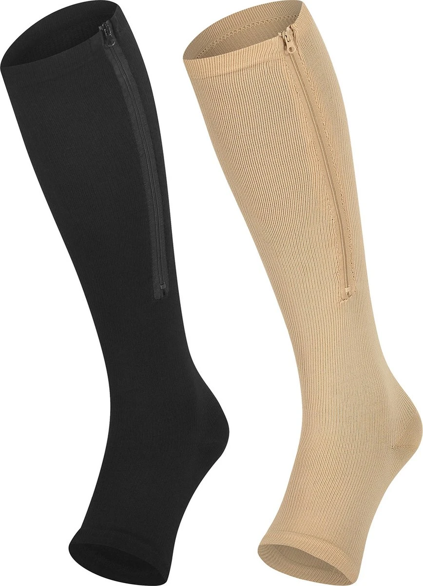 Steunkousen Met Rits Open Teen - Zwart - Per Paar 11 Steunkousen Met Rits Open Teen - Zwart - Per Paar - Afbeelding 11