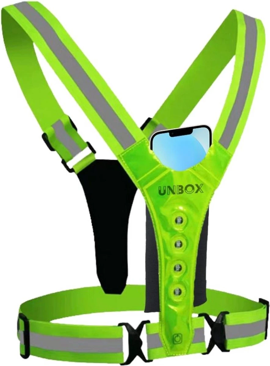 UNBOX Hardloopvest Met Verlichting - USB-C Oplaadbaar - Hardloop Telefoonhouder - Hardloopvest Met Telefoonhouder 1 UNBOX Hardloopvest Met Verlichting - USB-C Oplaadbaar - Hardloop Telefoonhouder - Hardloopvest Met Telefoonhouder