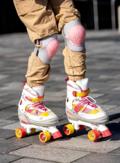 Nijdam Rolschaatsen Meisjes Verstelbaar Semi-Softboot - Rave Skate - Fluorroze/Fluorgeel/Wit/Grijs/Antraciet - 38-41 -Merkloos Verkoop 888x1200