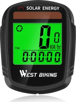 Draadloze Verlichte Fietscomputer - USB Oplaadbaar- Op Zonne- Energie - Kilometerteller - Klok - Calorie Teller - Snelheidsmeter - Auto Wake - IPX7 Waterdicht - 5 Talen - Met Verlichte LCD Display - Multifunctioneel - Inclusief Sensor - Zwart -Merkloos Verkoop 891x1200 4