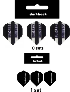 Darthoek| Flights | Ruthless | Zwart | 10 Sets | (30 Stuks) | 1 Set Darthoek Flights