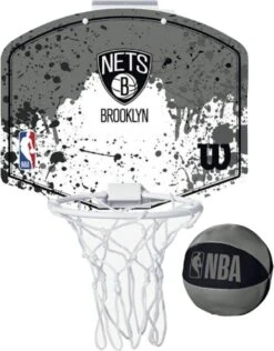 Wilson NBA Team Brooklyn Nets Mini Hoop WTBA1302BRO, Unisex, Grijs, Basketbal Achterborden, Maat: One Size